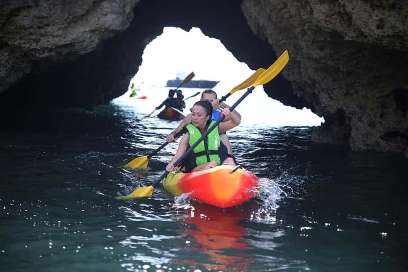 Albufeira: Caves and Cliffs Kayaking Tour - Passing Praia dos Arrifes before the rest break