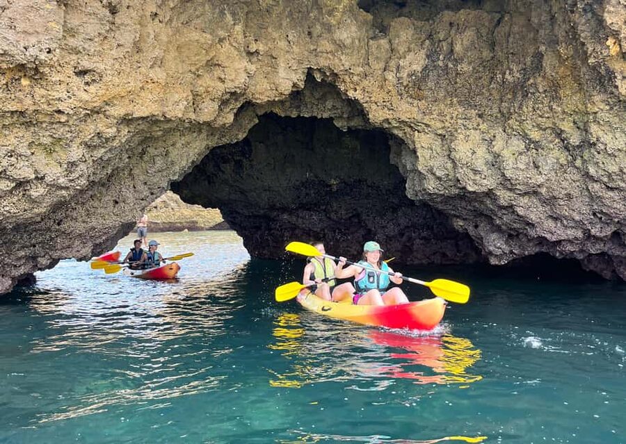 Albufeira: Caves and Cliffs Kayaking Tour - The first paddles and the safety setup