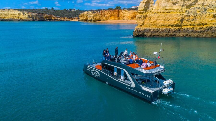 Albufeira: Coastline and Benagil Caves Tour by Catamaran - The swim stop on the Atlantic