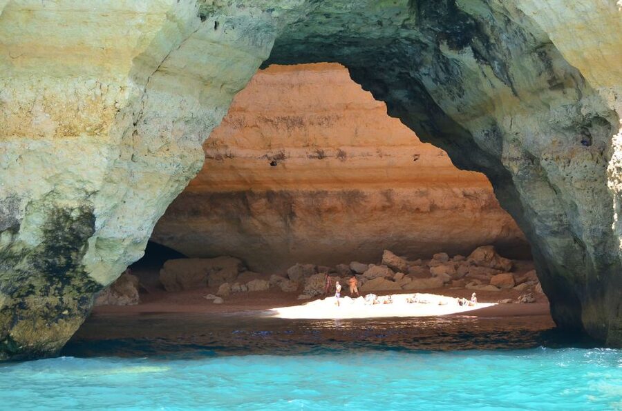 Albufeira: Dolphin Watching and Benagil Cave Boat Cruise - Entering the sea caves by semi-rigid boat