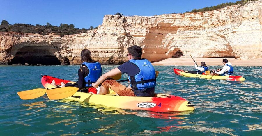 Benagil: Benagil Caves and Secret Spots Guided Kayaking Tour - The first hour: Benagil Cave and the nearby coves