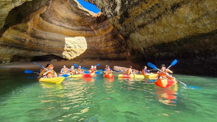 Benagil: Caves, Beaches, and Secret Spots Guided Kayak Tour - Meeting near O Litoral and getting ready
