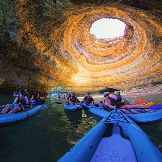 Benagil: Guided Kayak Tour inside caves and Praia da Marinha - The caves from water level