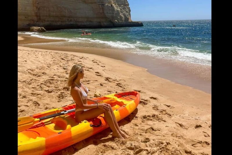 Benagil: Guided Kayak Tour inside caves and Praia da Marinha - Along the coast toward Praia da Marinha