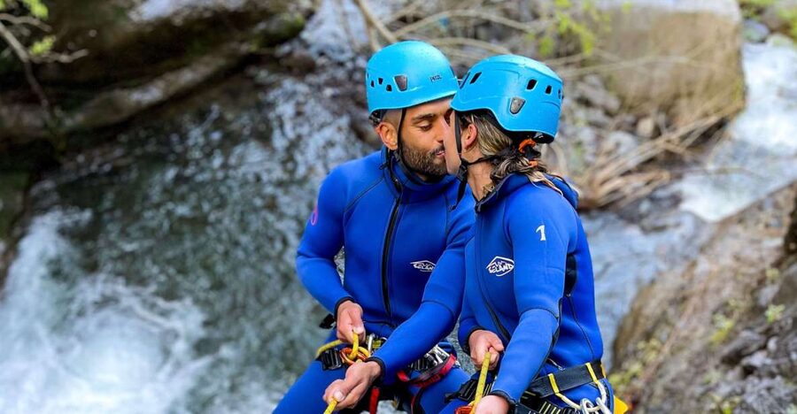 From Funchal: Intermediate (Level 2) Canyoning Adventure - Getting suited up for the first descent