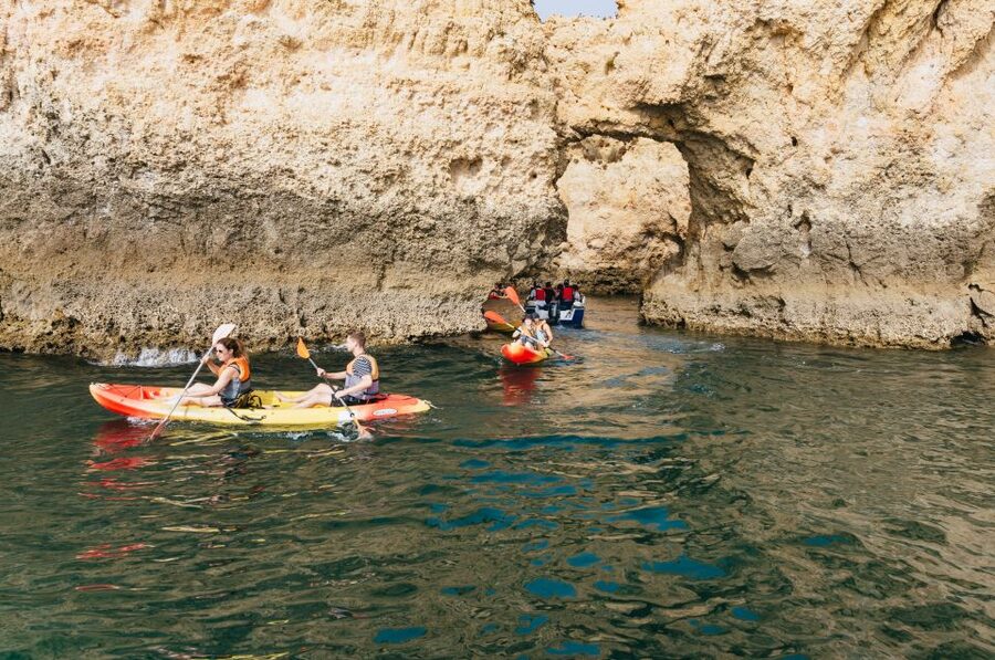 From Lagos: Kayaking and Boat Cave Explorer Tour - From Lagos Marina to the cliffs of Ponta da Piedade