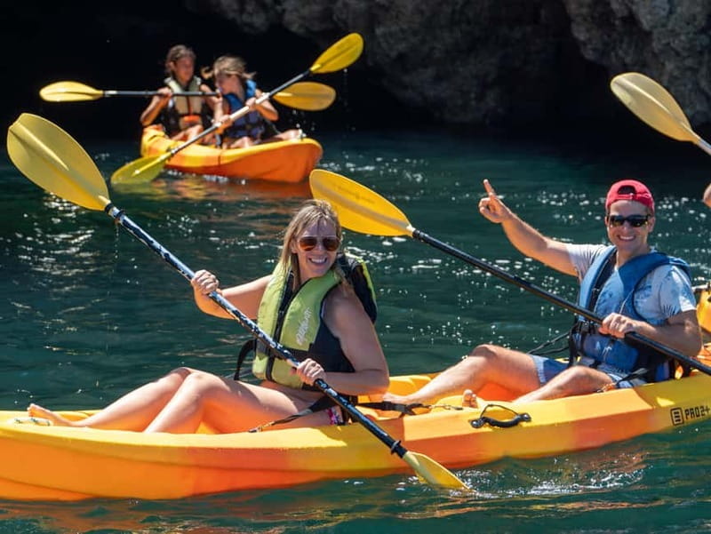 From Lagos: Ponta da Piedade Caves Kayak Tour from Catamaran - What the 75-minute kayak section feels like