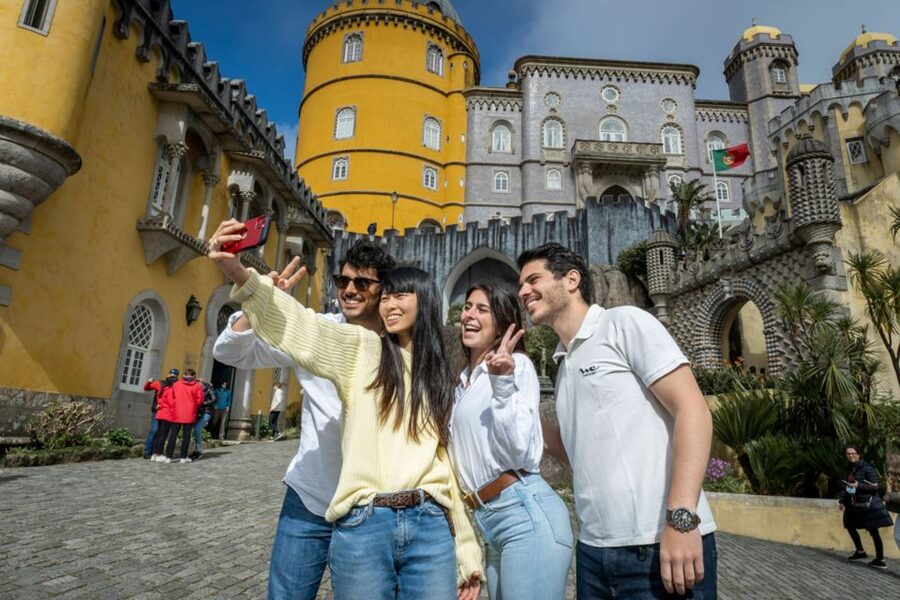From Lisbon: Sintra & Pena Palace Day Trip with Wine Tasting - From Lisbon to Sintra in a small minivan