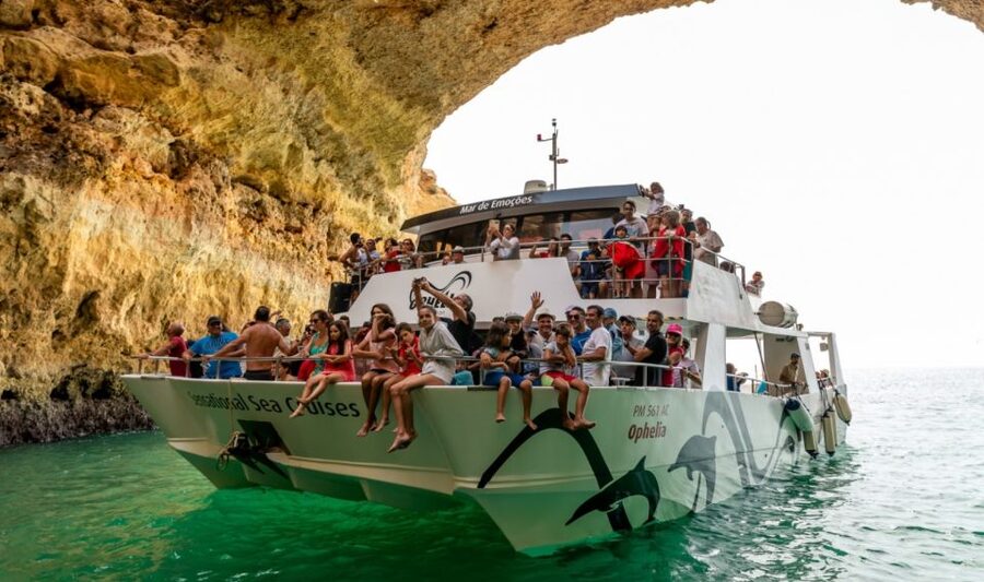 From Portimão: Catamaran Cruise to Benagil Caves with BBQ - Benagil beach and the BBQ lunch