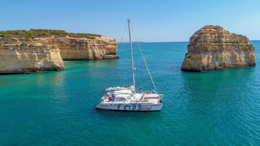 From Vilamoura: Sunset Catamaran Experience - Leaving Vilamoura Marina aboard Catamaran Vital