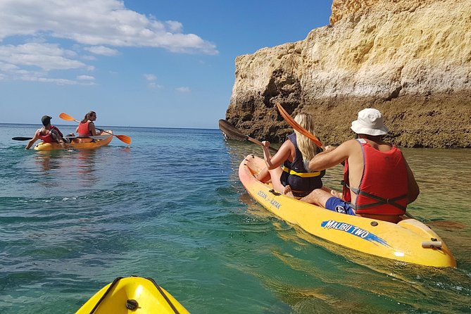 Kayak Benagil Cave with 1st kayak tour company - Paddling past Praia da Marinha
