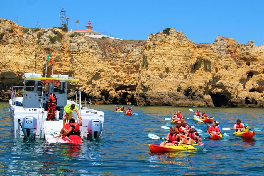 Lagos: Kayaking Tour - Exploring the caves and cliffs by double kayak