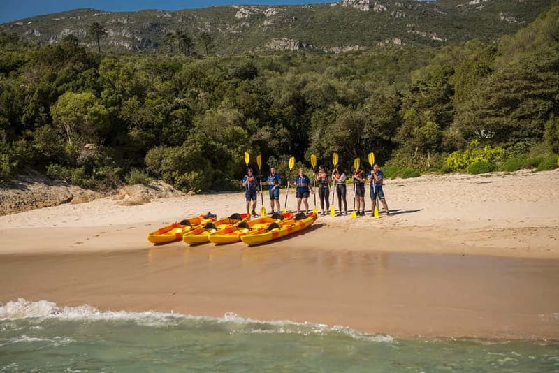 Lisbon: Kayak Tour Arrábida Natural Park, Setubal, Sesimbra - Anicha Island and the marine life stop