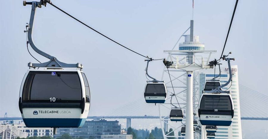 Lisbon: Nations Park Gondola Lift Cable Car Round Trip - The sights below the cabin