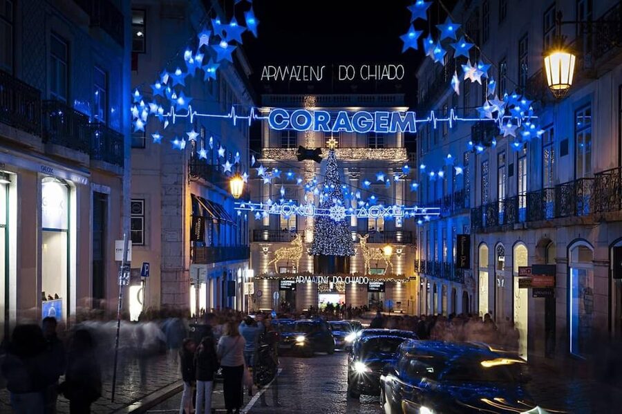 Lisbon: Private Christmas Lights Tour by Eco Tuk Tuk - Bairro Alto from below and above