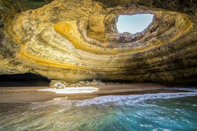 The collapsed roof of the Benagil sea cave on the Algarve coast