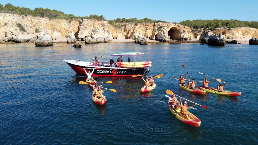Portimão: Benagil Caves Speedboat and Kayak Guided Tour - A second coastal stop at Praia da Marinha