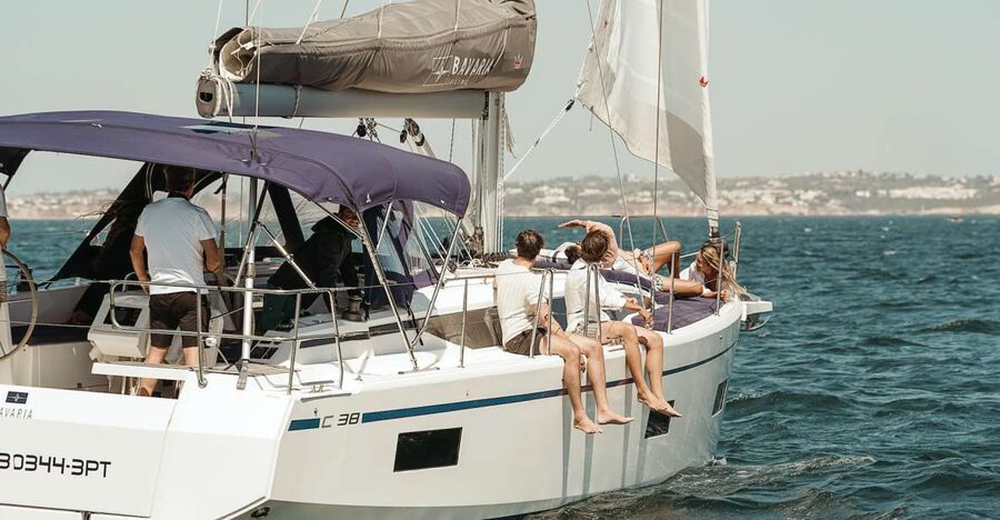 Portimao: Luxury Sail-Yacht Cruise with Sunset Option - The first stretch along the Algarve cliffs