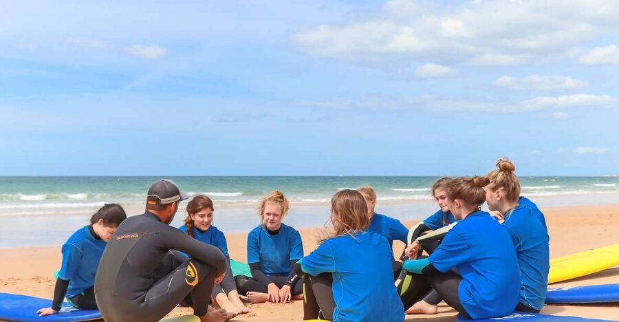 Quarteira: 2-Hour Surf Lesson at Falésia Beach - Moving from beach practice to the water